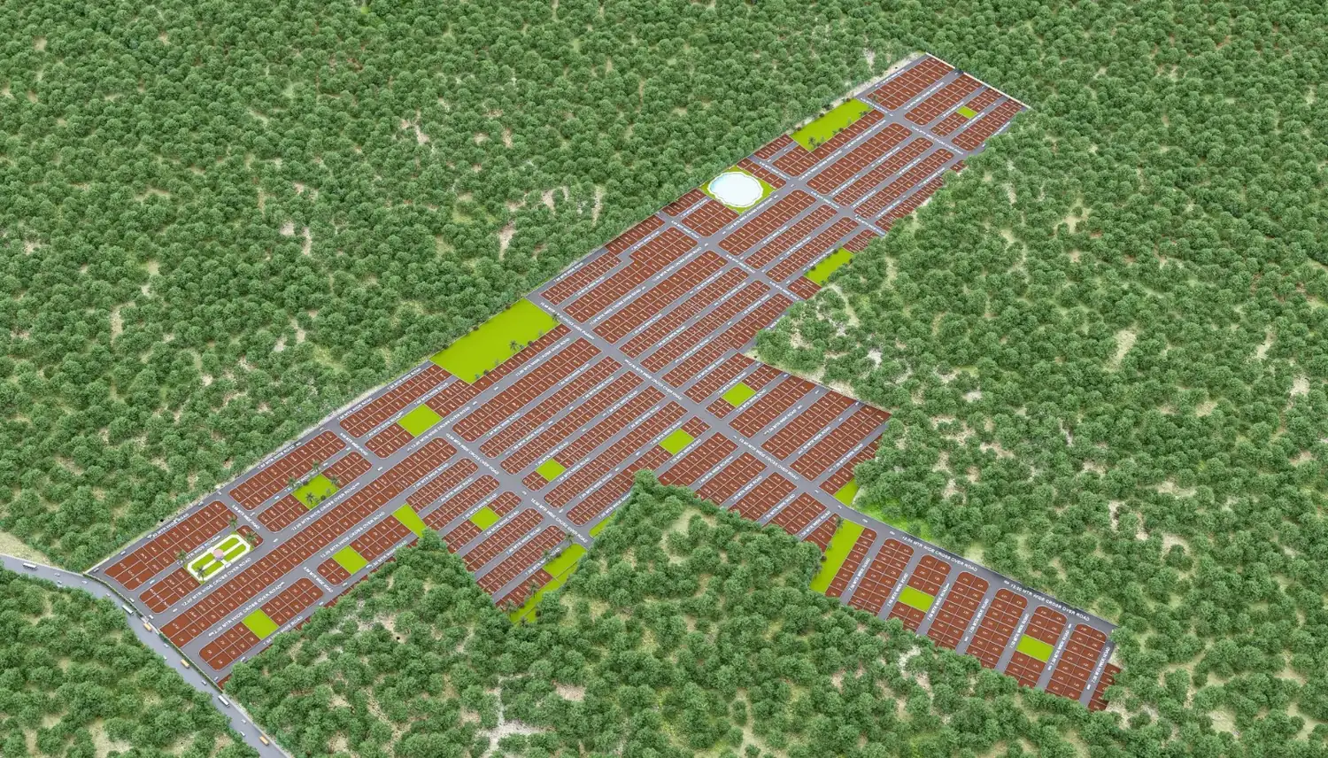 Dholera Smart City plotted layout master plan with internal roads and green pockets